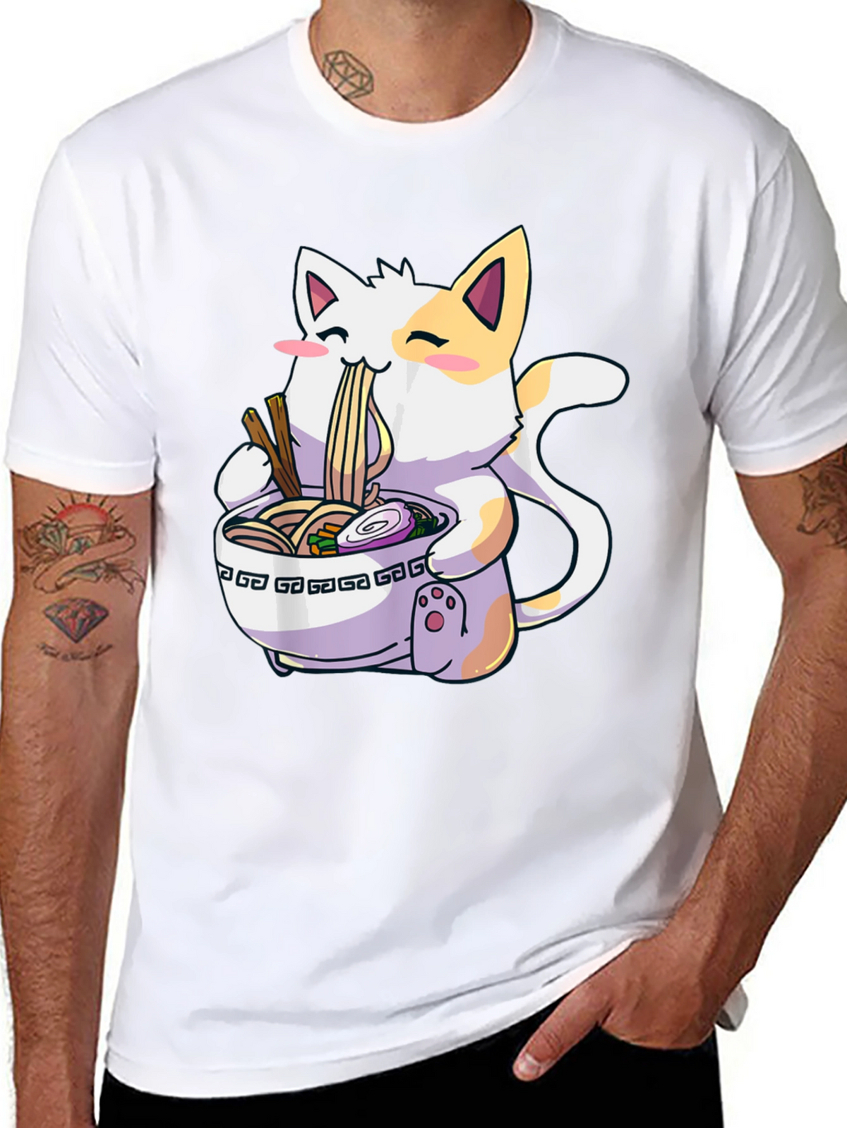 Ramen Cat Graphic T-Shirt - Kawaii Style