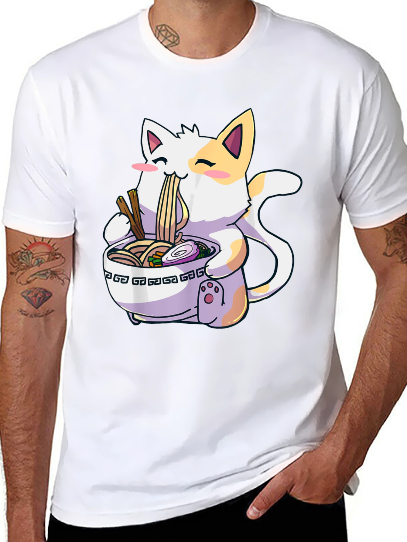 Ramen Cat Graphic T-Shirt - Kawaii Style