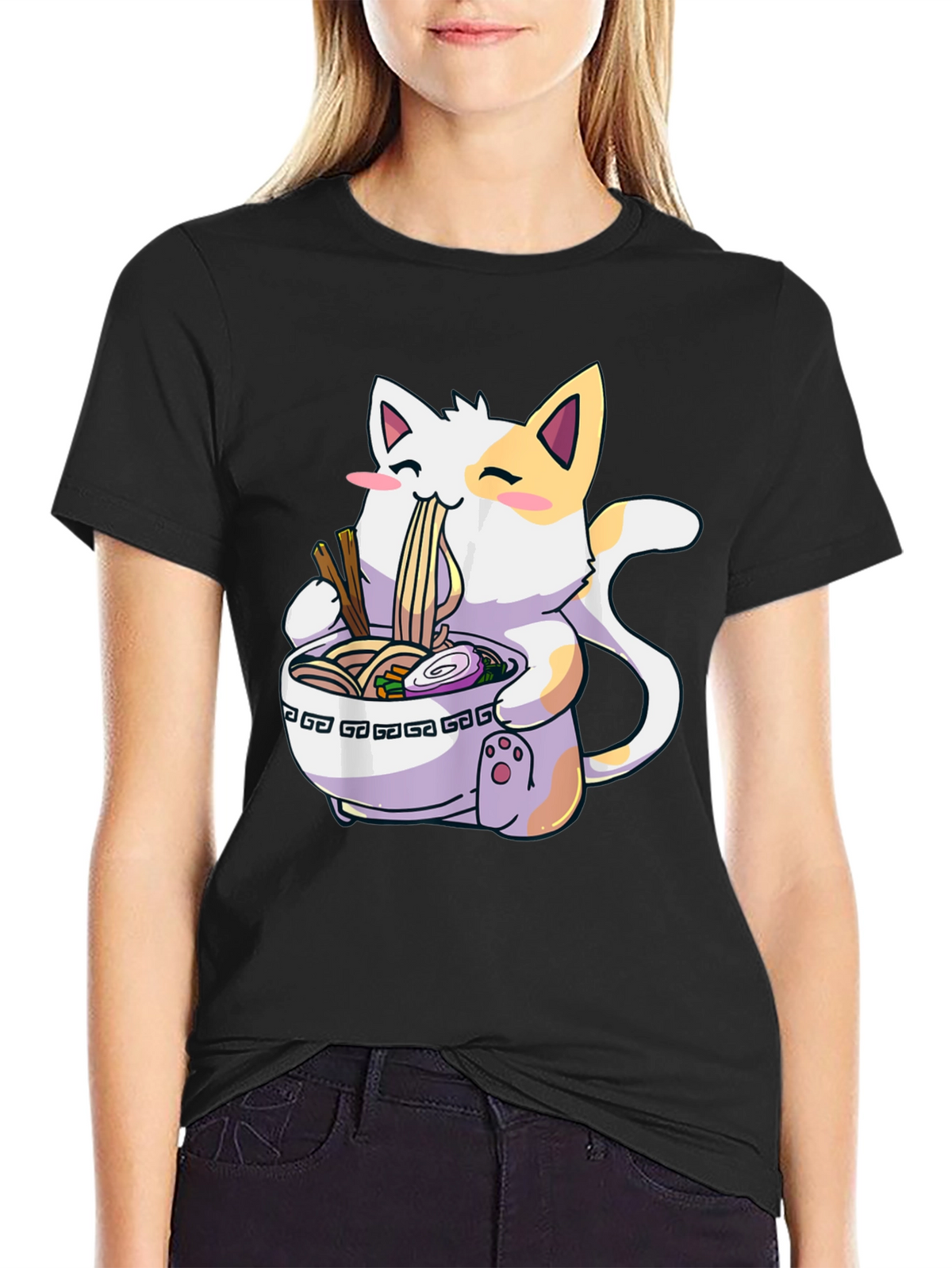 Ramen Cat Graphic T-Shirt - Kawaii Style