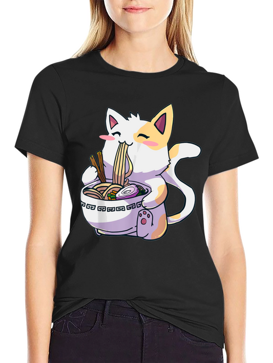 Ramen Cat Graphic T-Shirt - Kawaii Style