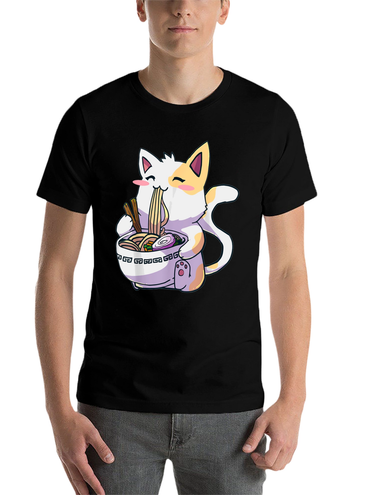 Ramen Cat Graphic T-Shirt - Kawaii Style