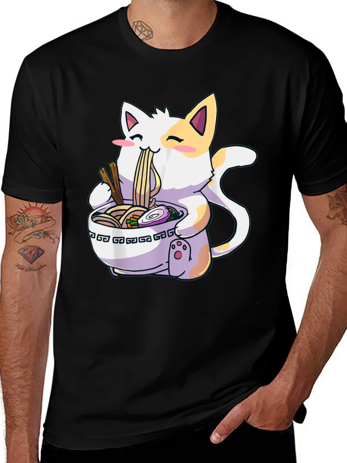 Ramen Cat Graphic T-Shirt - Kawaii Style