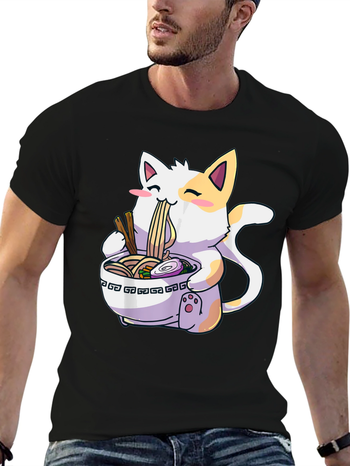 Ramen Cat Graphic T-Shirt - Kawaii Style