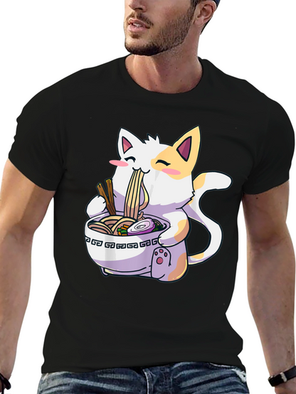 Ramen Cat Graphic T-Shirt - Kawaii Style