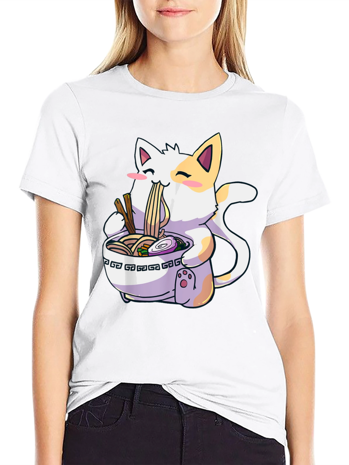 Ramen Cat Graphic T-Shirt - Kawaii Style