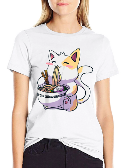 Ramen Cat Graphic T-Shirt - Kawaii Style