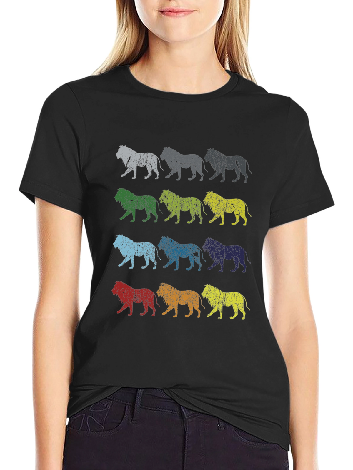 Retro Lion Graphic Tee - Mens Black T-Shirt
