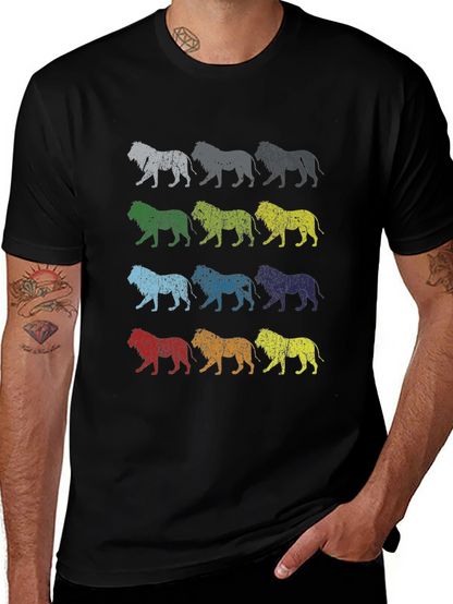 Retro Lion Graphic Tee - Mens Black T-Shirt