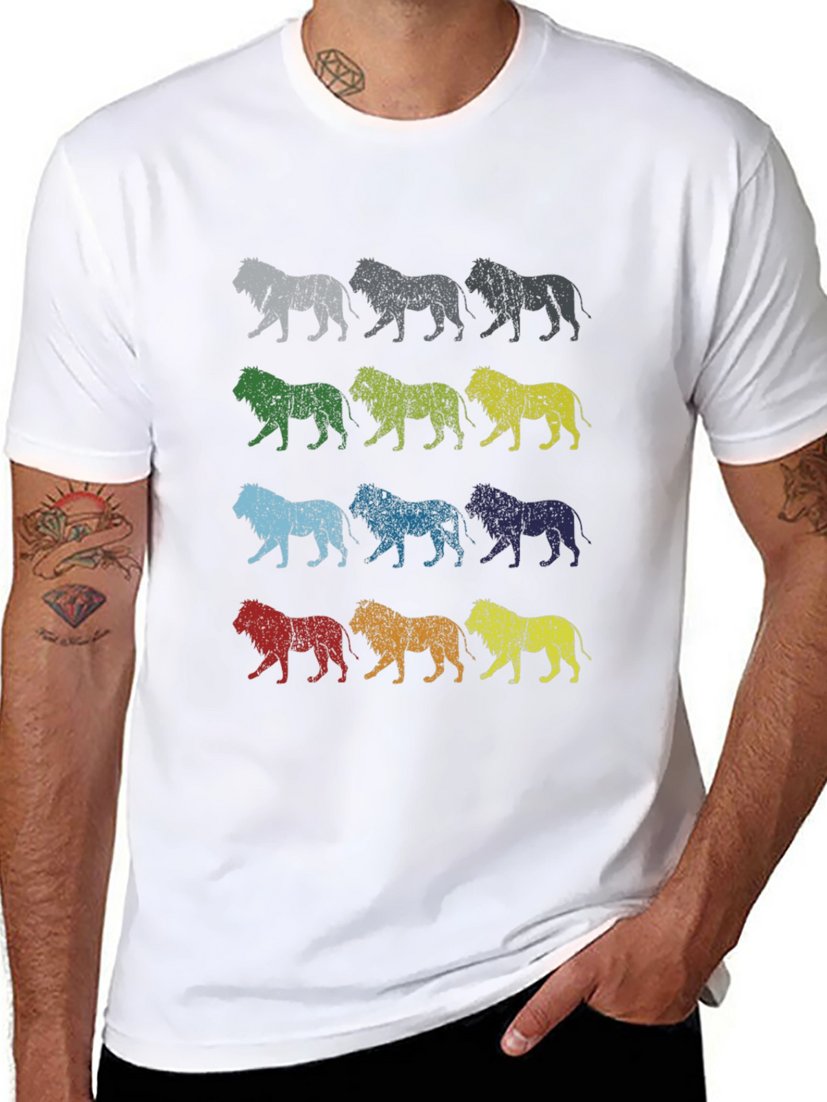 Retro Lion Graphic Tee - Mens Black T-Shirt