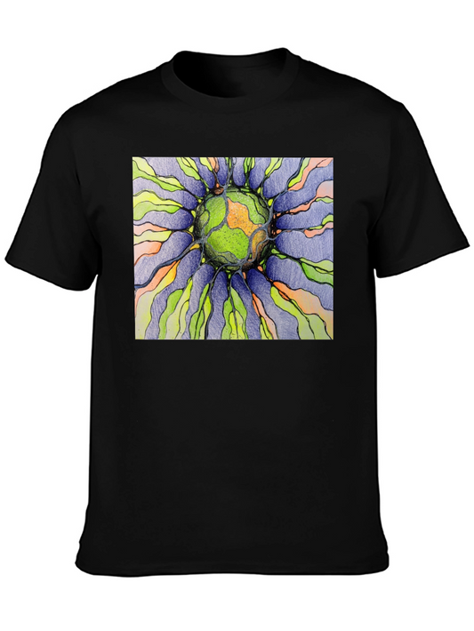Abstract Earth Graphic Black T-Shirt