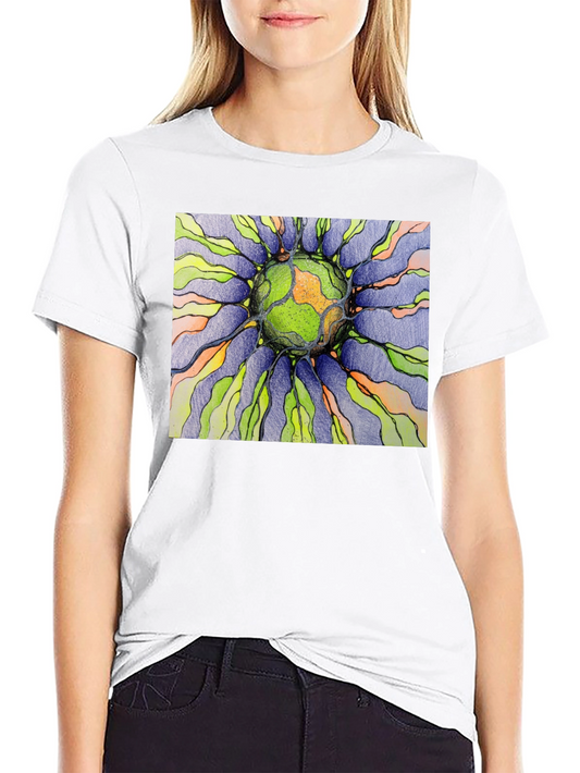 Abstract Earth Graphic Black T-Shirt