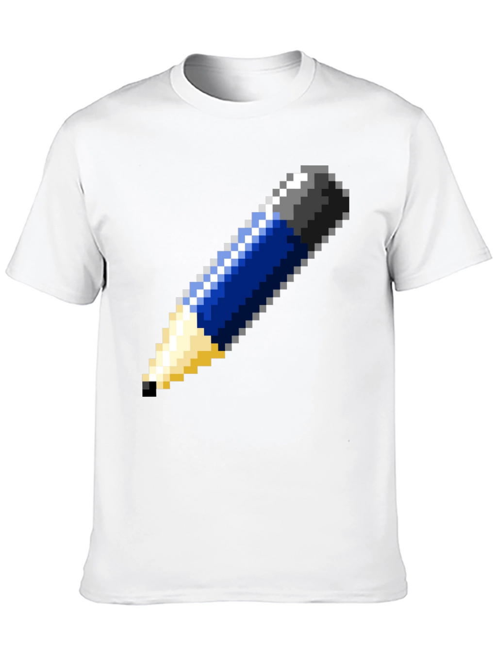 Pixel Art Pencil Graphic Tee - Black Cotton T-Shirt