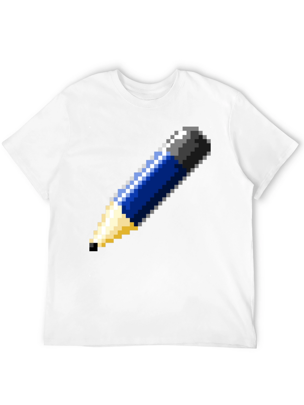 Pixel Art Pencil Graphic Tee - Black Cotton T-Shirt