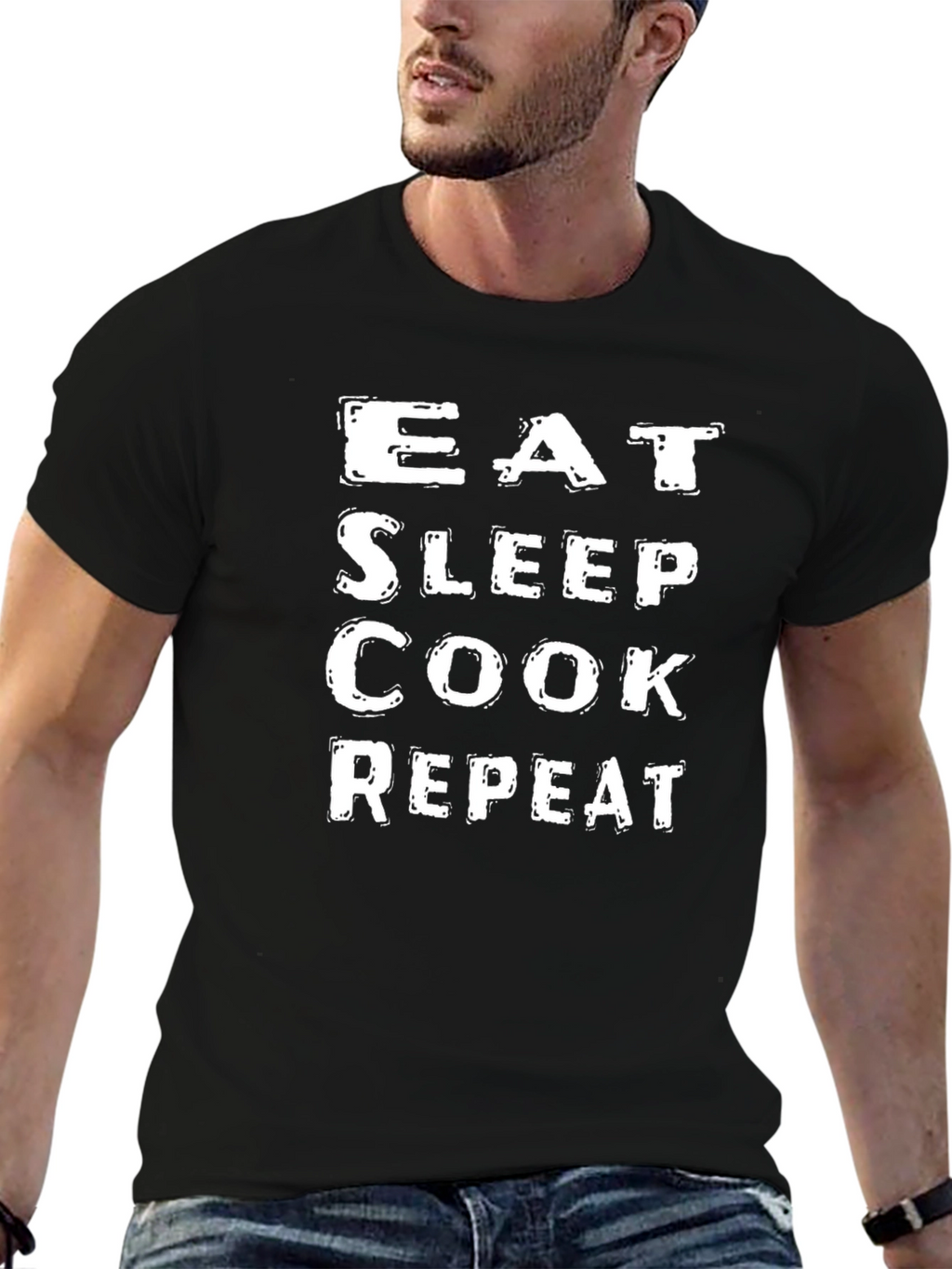 Eat Sleep Cook Repeat Black T-Shirt