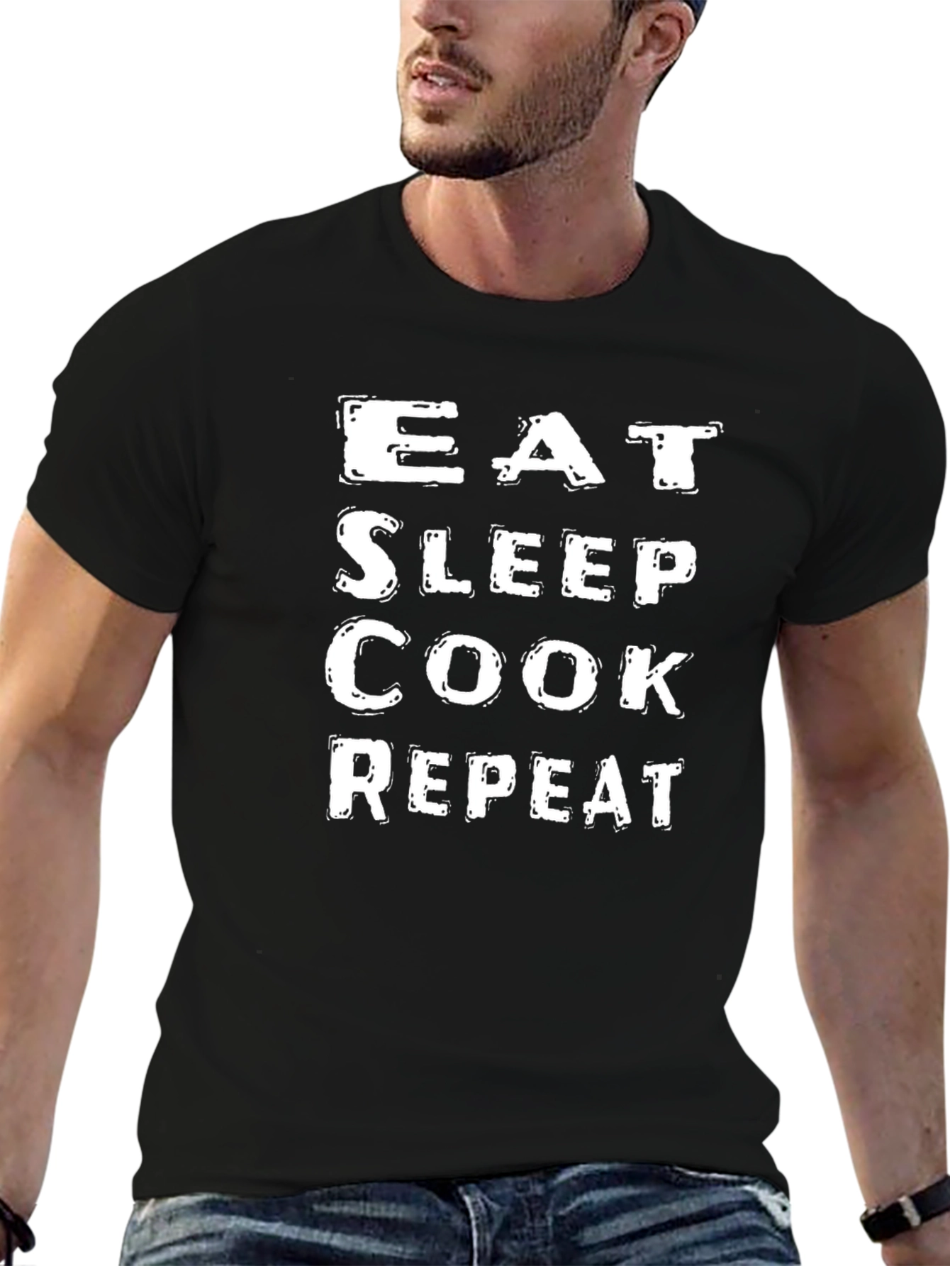 Eat Sleep Cook Repeat Black T-Shirt