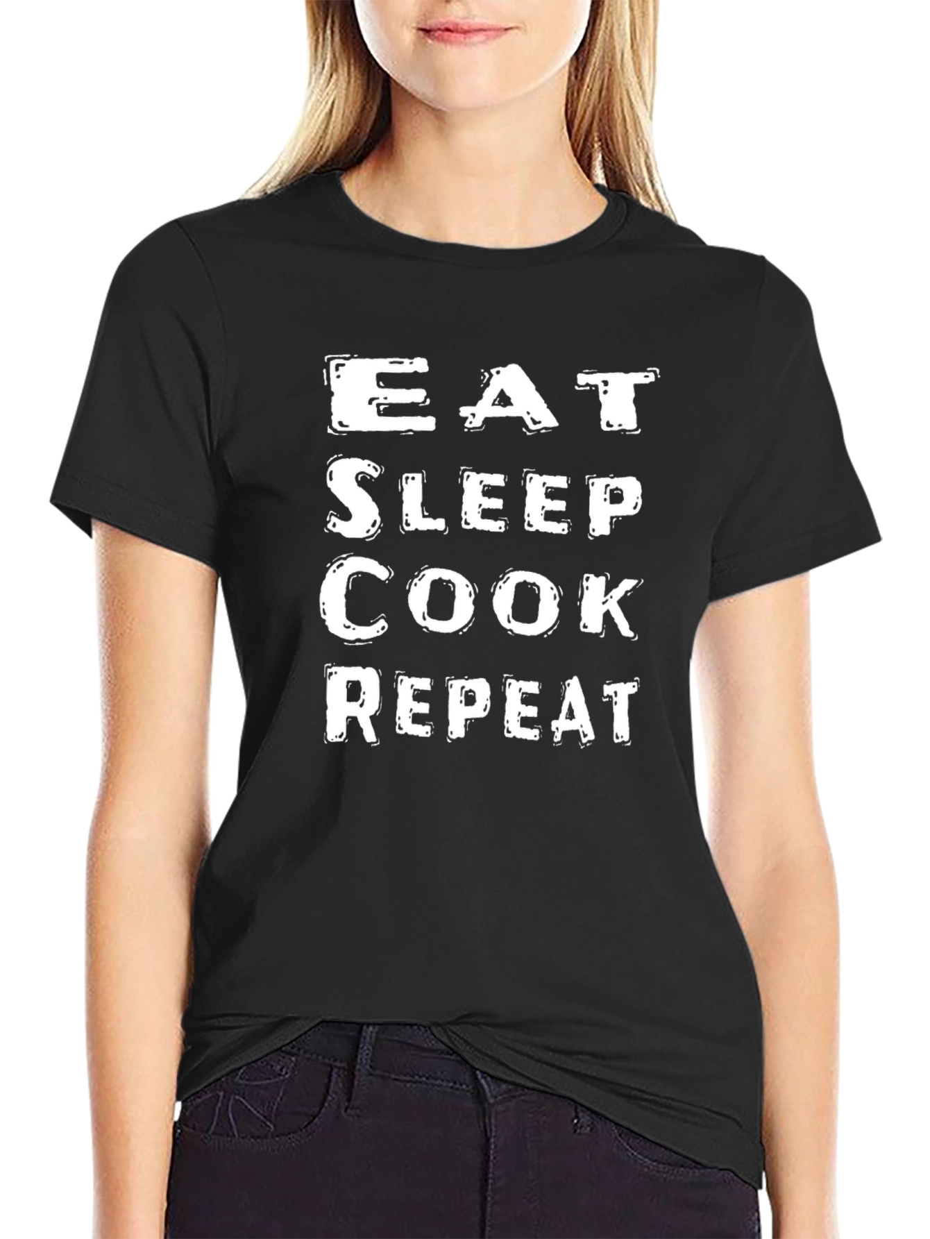 Eat Sleep Cook Repeat Black T-Shirt