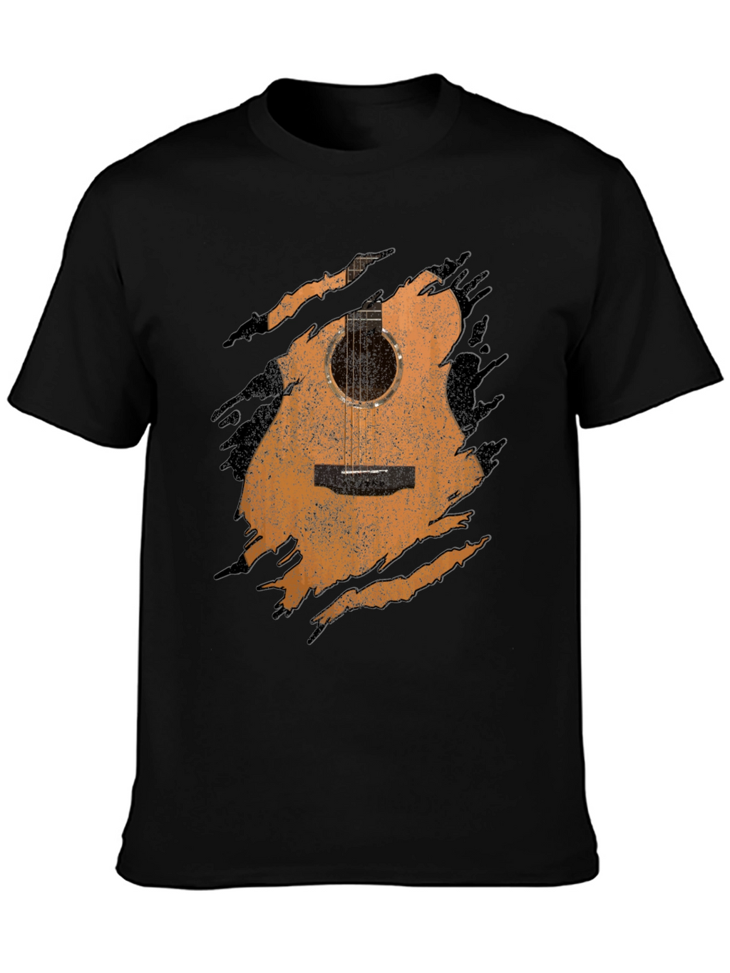 Guitar Graphic Tee - Distressed Acoustic Design Musician Shirt