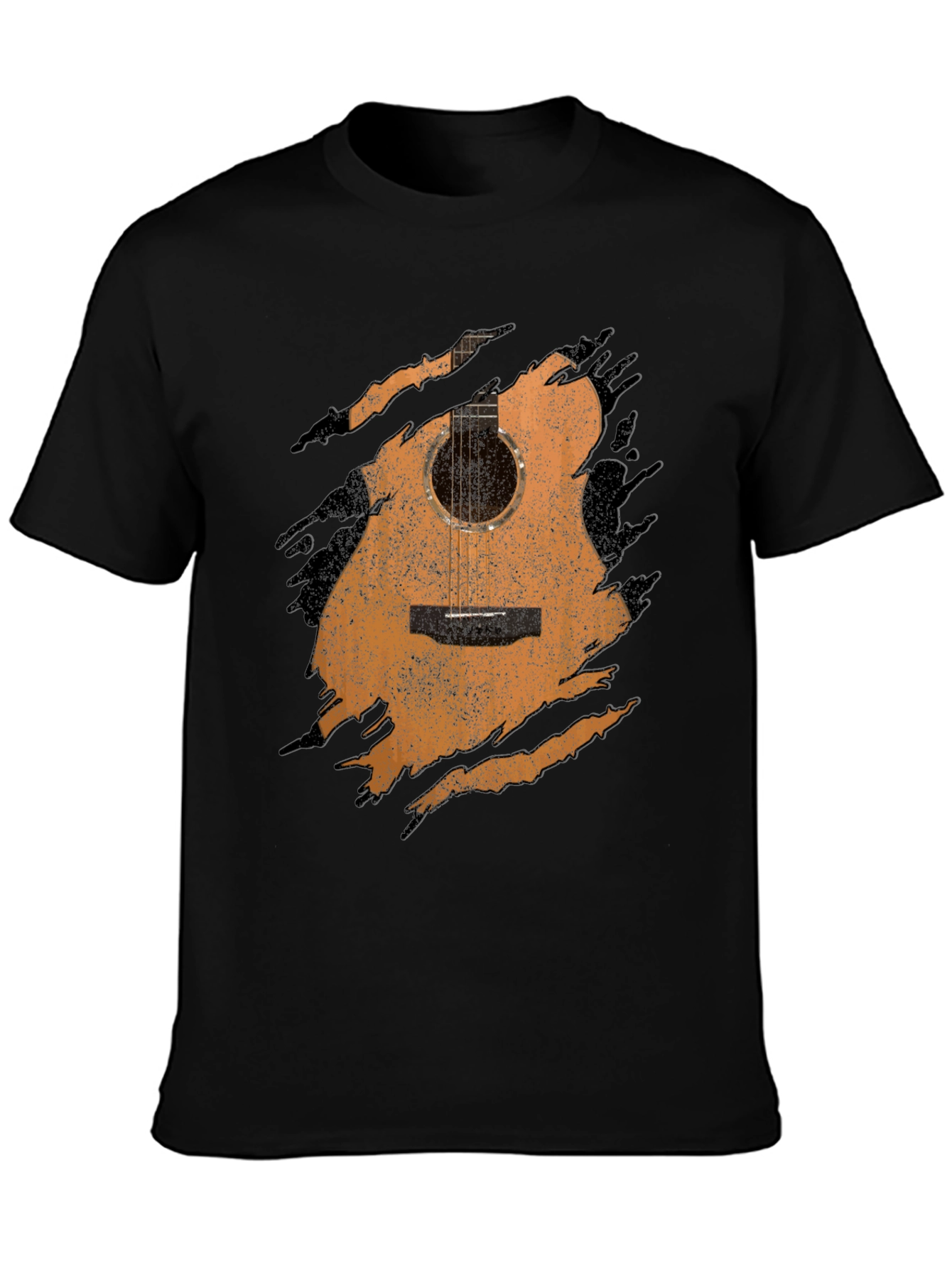 Guitar Graphic Tee - Distressed Acoustic Design Musician Shirt