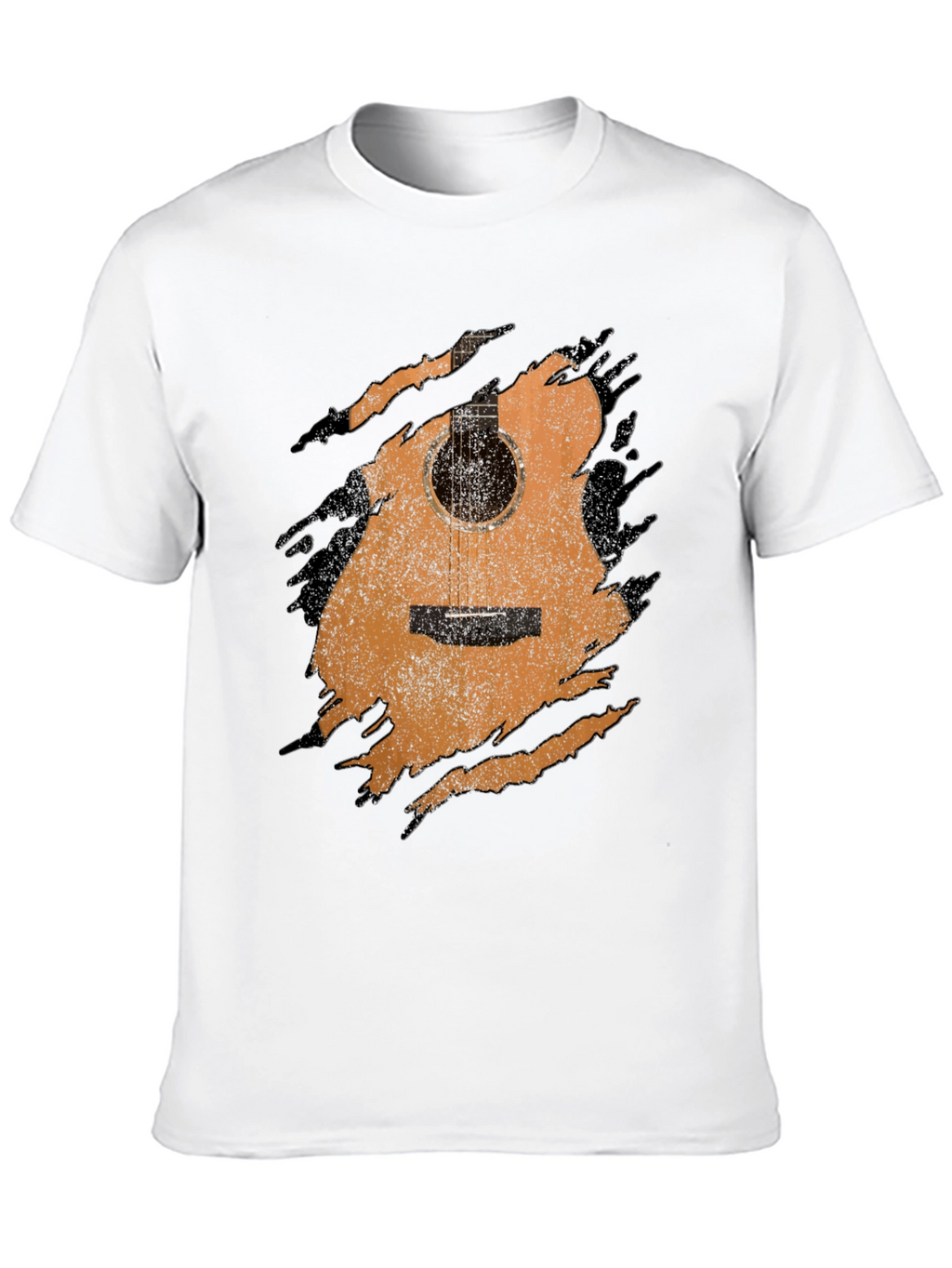Guitar Graphic Tee - Distressed Acoustic Design Musician Shirt