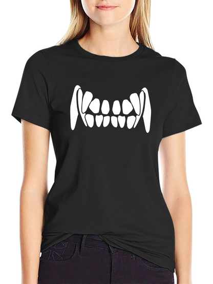 Vampire Teeth Graphic Tee - Black Cotton T-Shirt