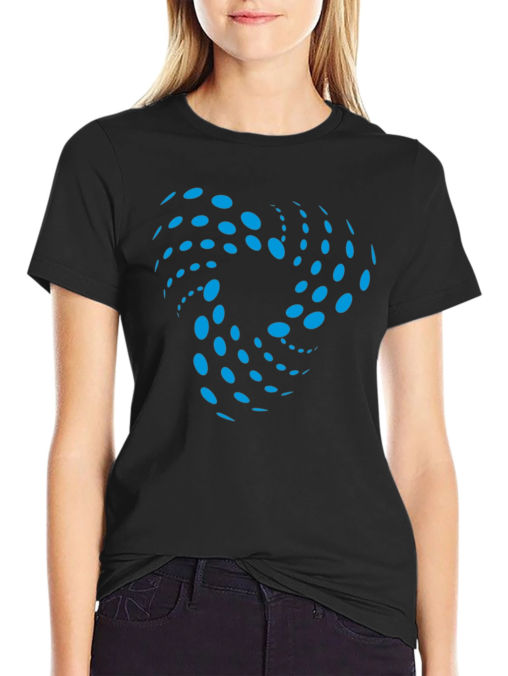 Abstract Swirl Graphic Black T-Shirt