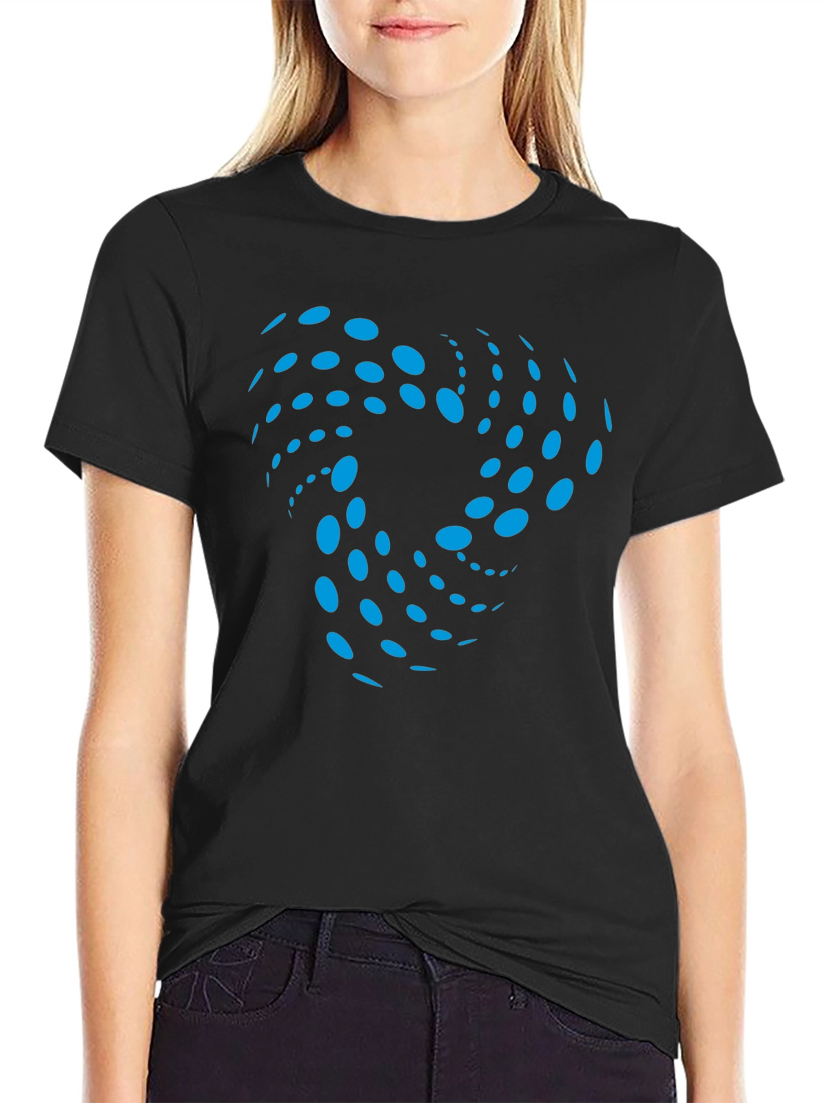 Abstract Swirl Graphic Black T-Shirt