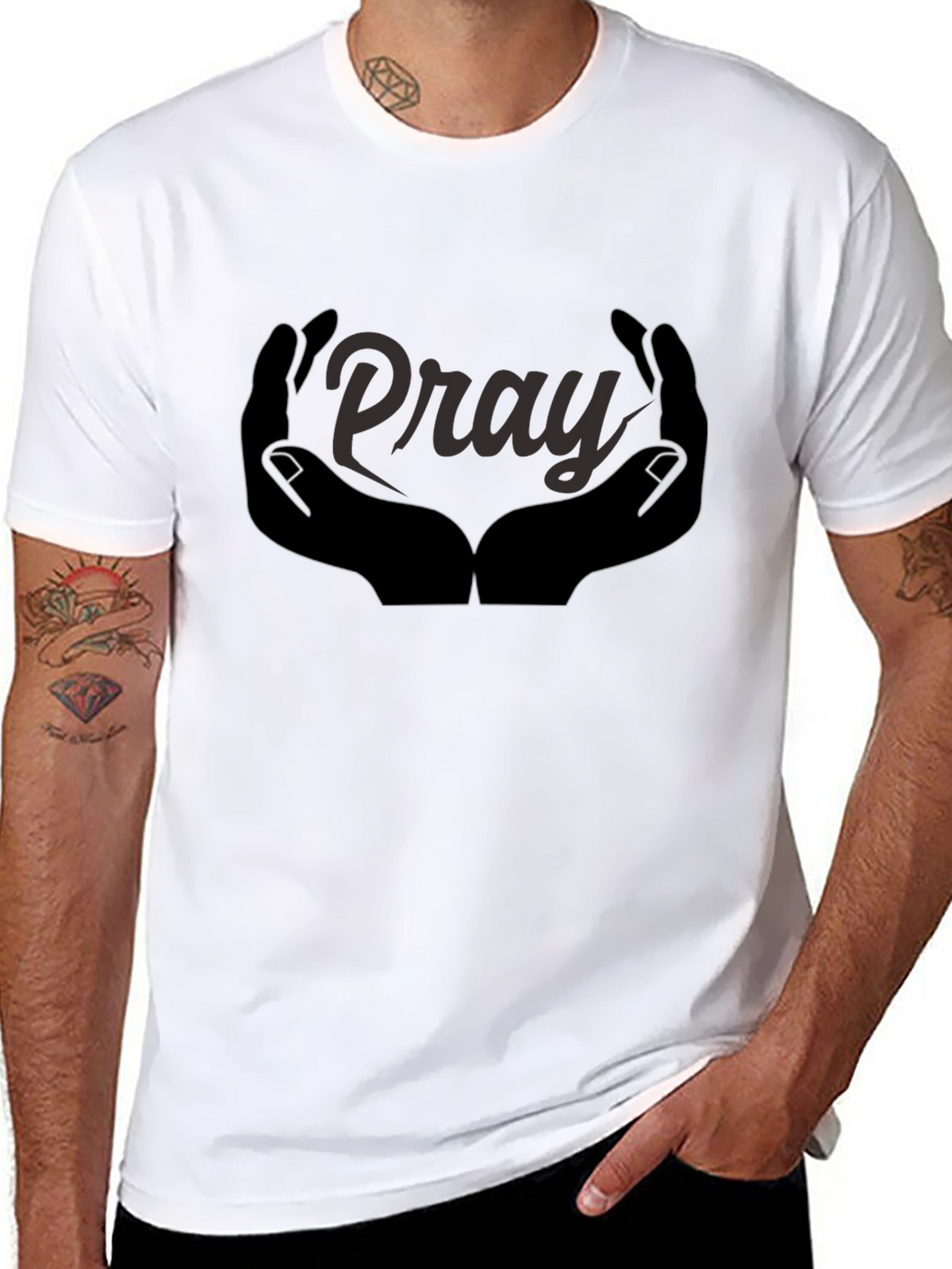Pray Hands Graphic Tee - Black Cotton Comfort