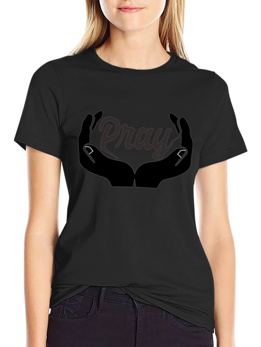 Pray Hands Graphic Tee - Black Cotton Comfort