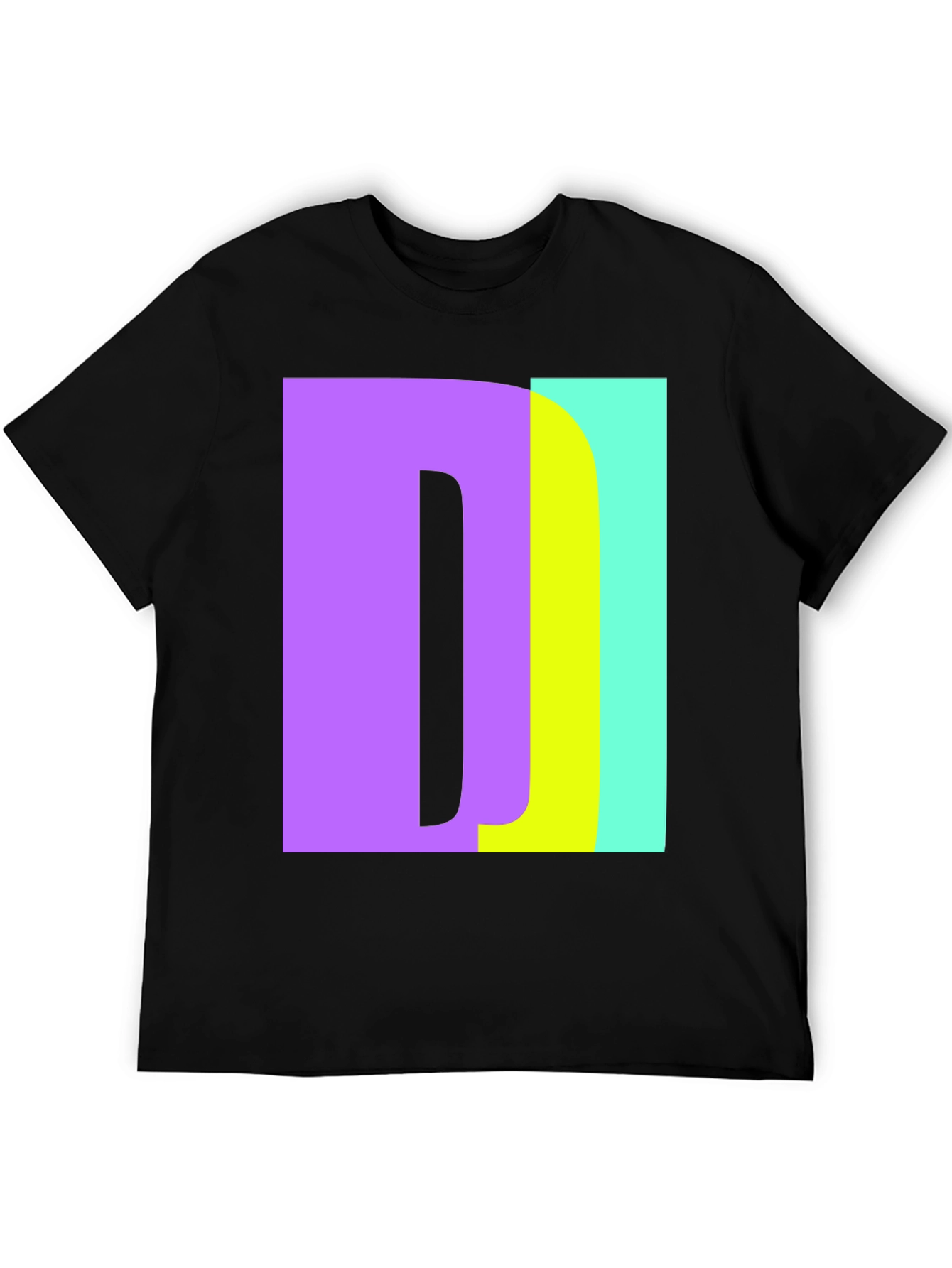 Abstract Color Block Letter Graphic Black T-Shirt