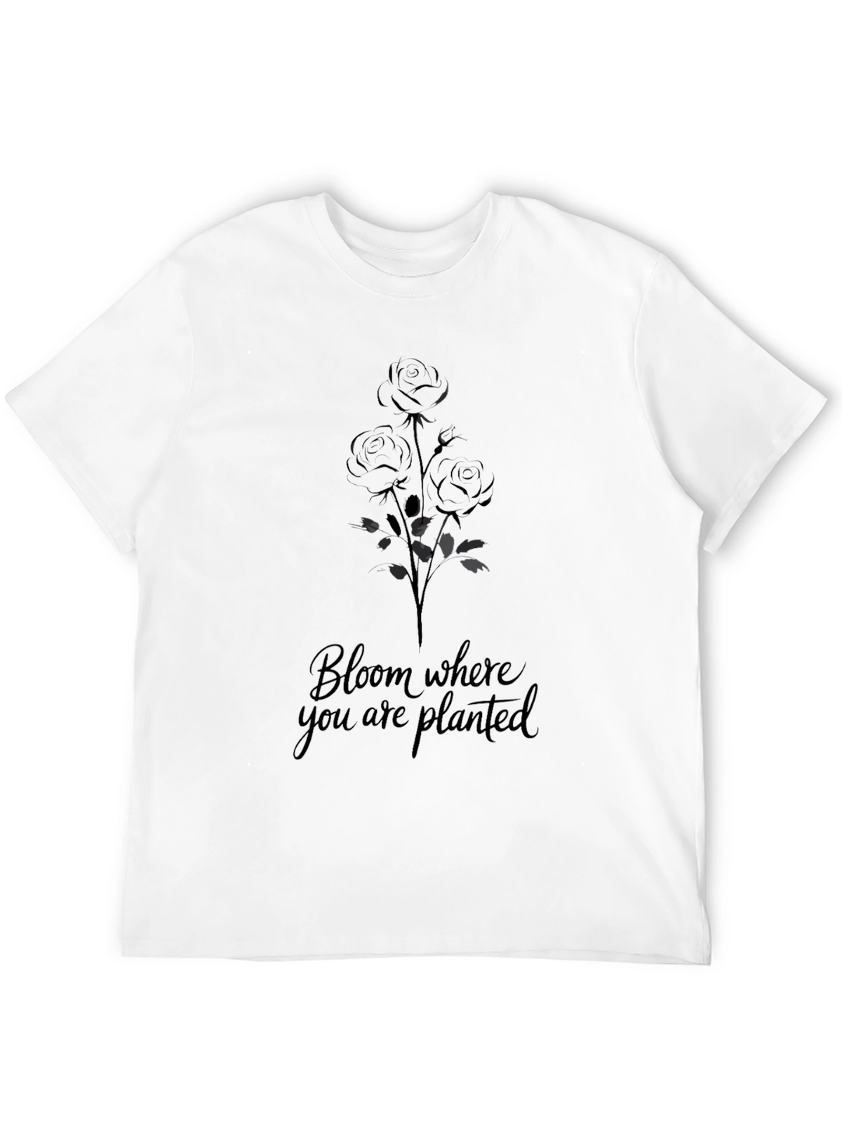 Bloom Where You Are Planted Black T-Shirt