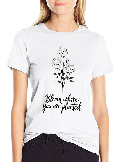 Bloom Where You Are Planted Black T-Shirt