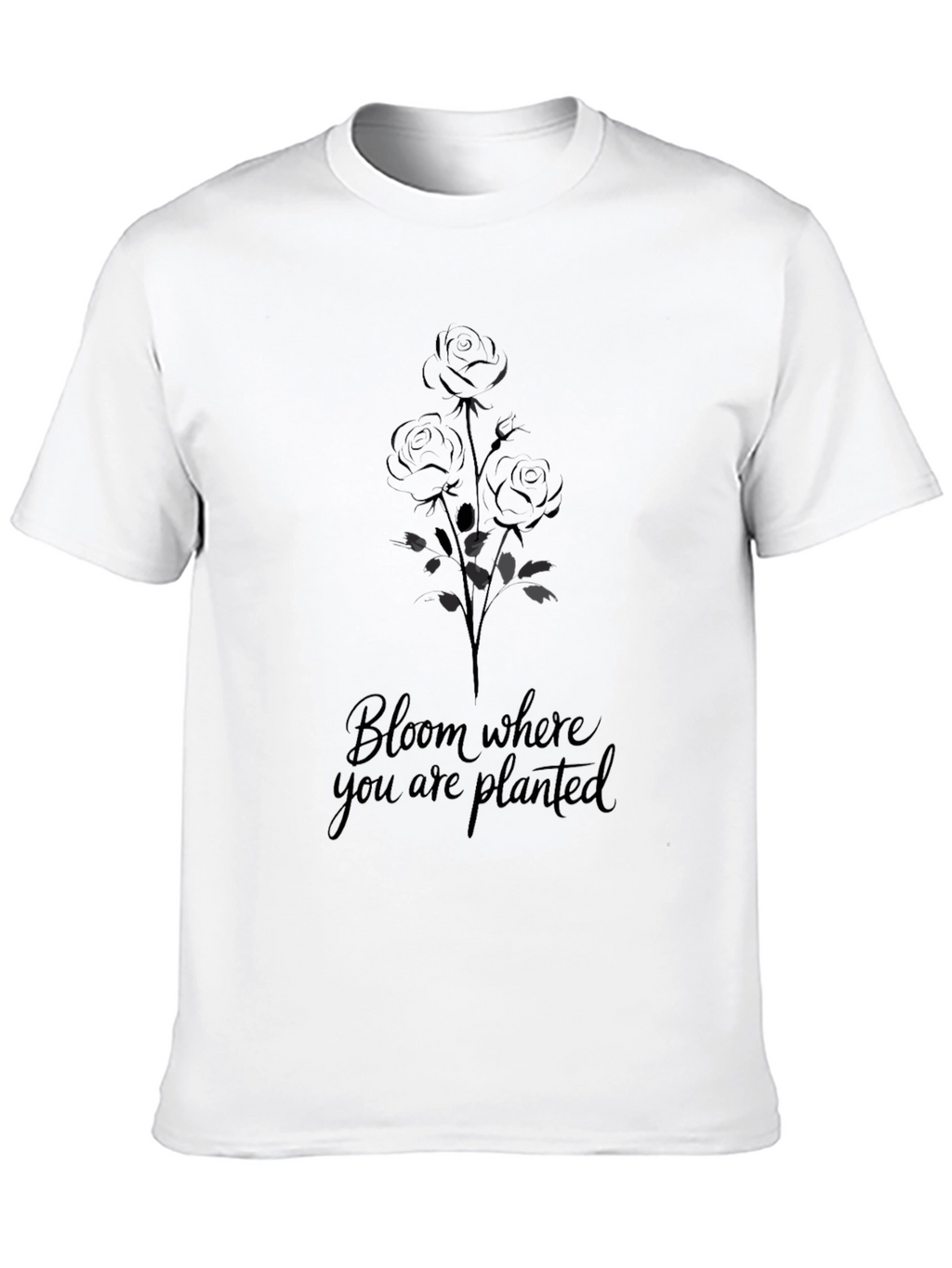 Bloom Where You Are Planted Black T-Shirt