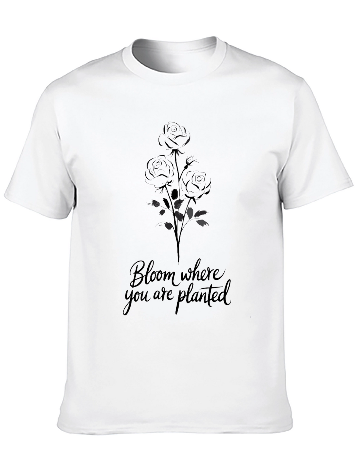 Bloom Where You Are Planted Black T-Shirt
