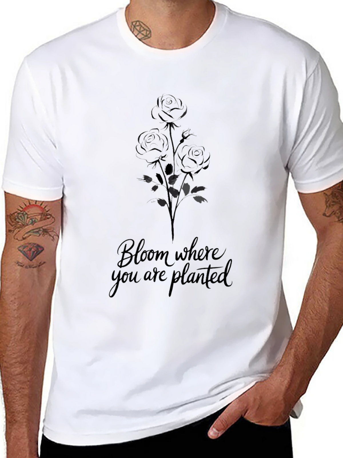 Bloom Where You Are Planted Black T-Shirt