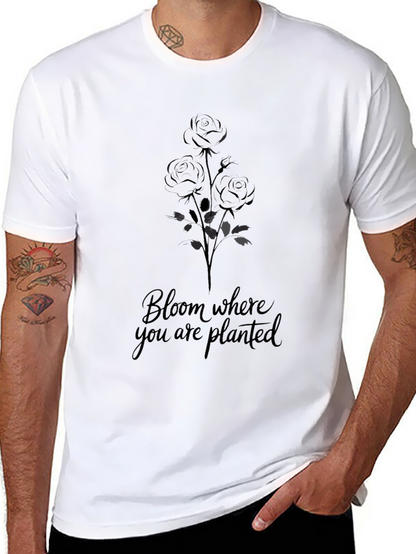 Bloom Where You Are Planted Black T-Shirt