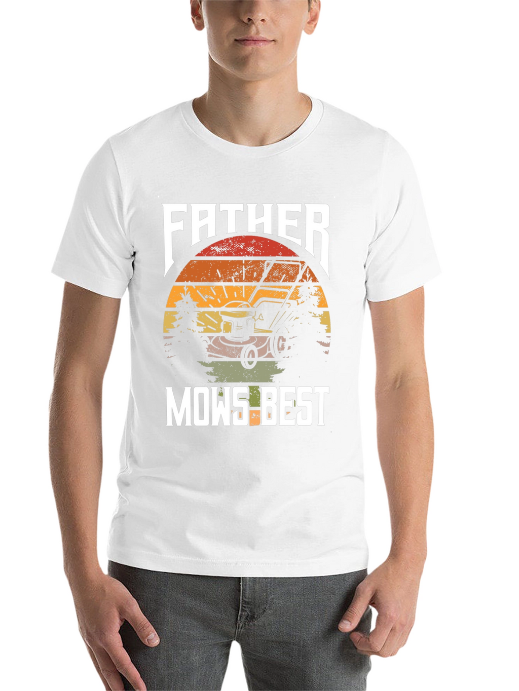 Father Mows Best T-Shirt - Lawn Care Dad Tee