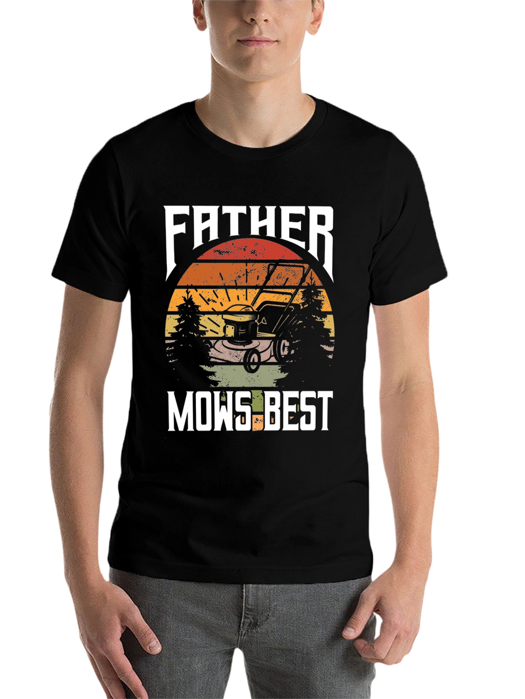 Father Mows Best T-Shirt - Lawn Care Dad Tee