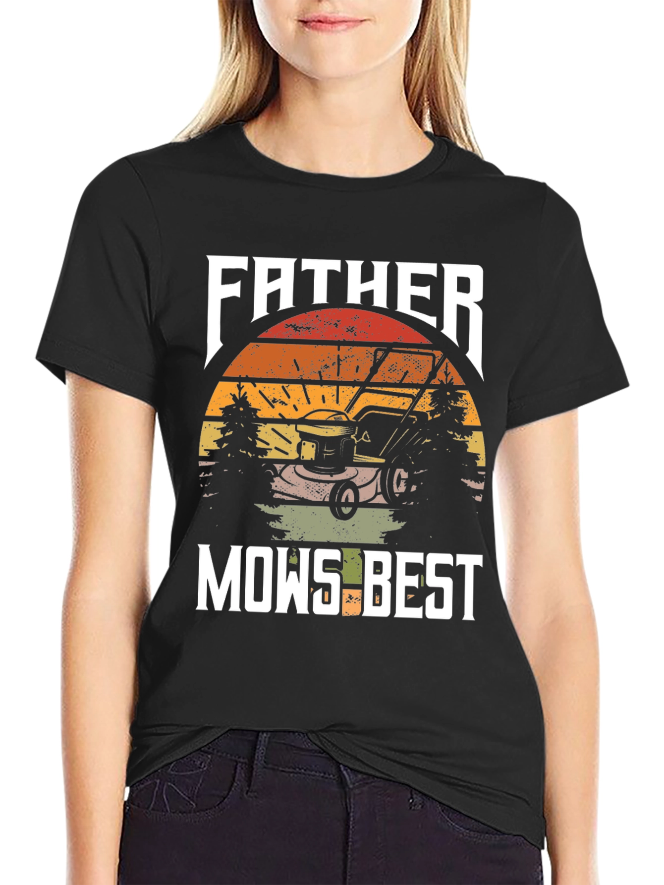 Father Mows Best T-Shirt - Lawn Care Dad Tee