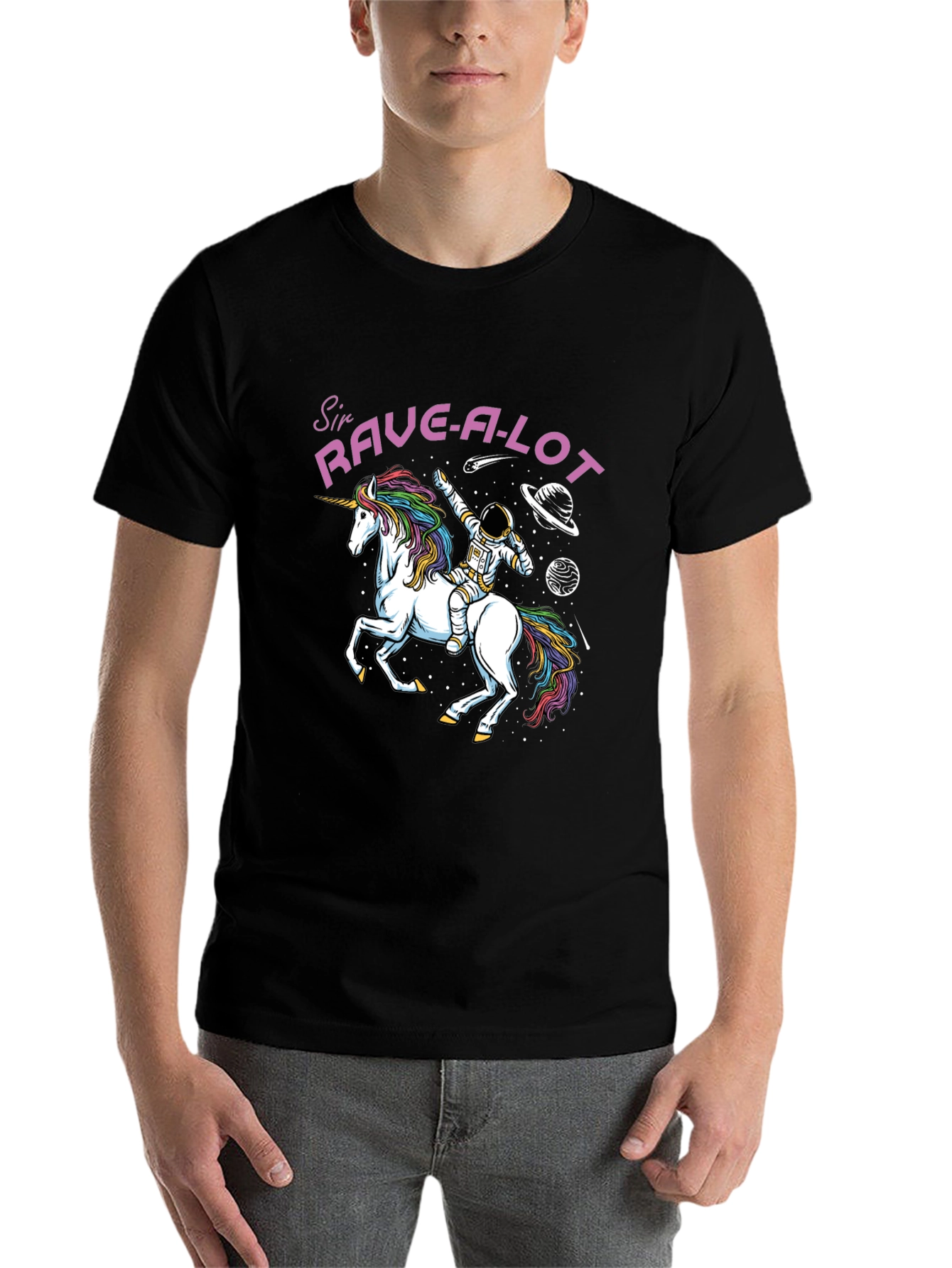 Sir Rave-A-Lot T-Shirt - Unicorn Astronaut Design