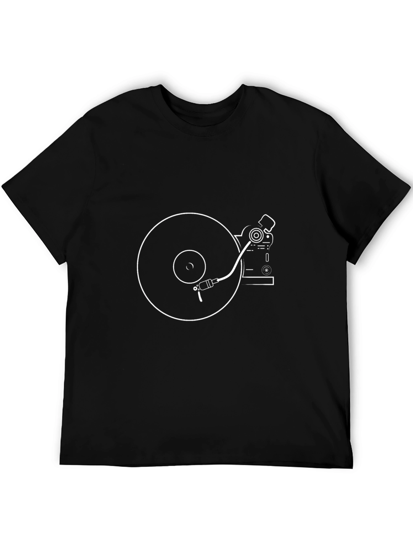 Vinyl Record Player Graphic T-Shirt - Black