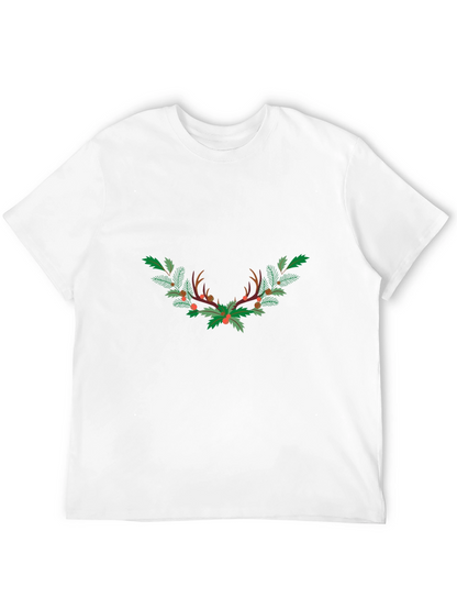 Festive Antler Wreath Graphic Tee - Black