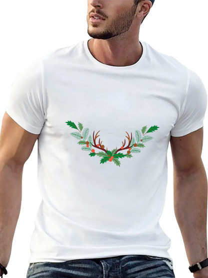 Festive Antler Wreath Graphic Tee - Black