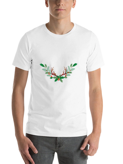Festive Antler Wreath Graphic Tee - Black
