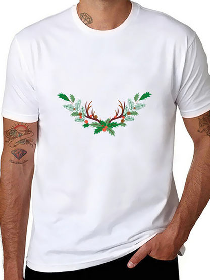 Festive Antler Wreath Graphic Tee - Black