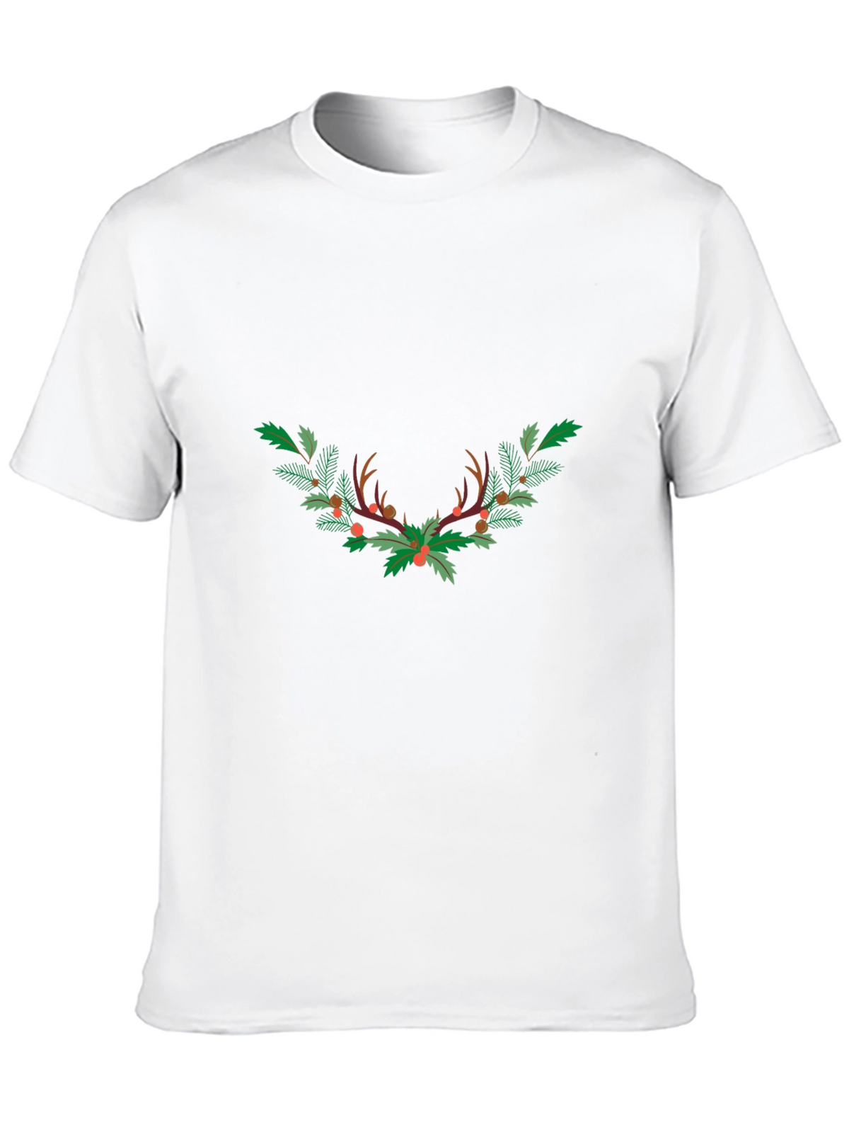 Festive Antler Wreath Graphic Tee - Black