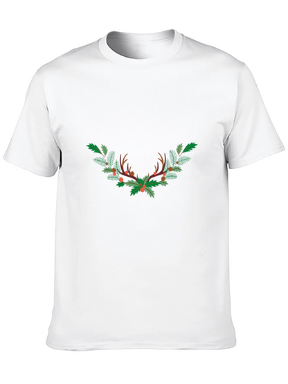 Festive Antler Wreath Graphic Tee - Black