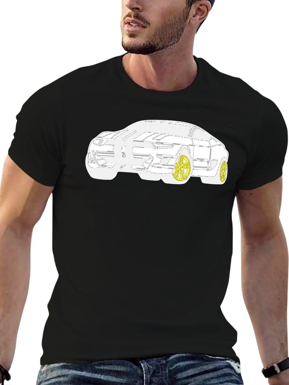 Modern Car Graphic T-Shirt - Black