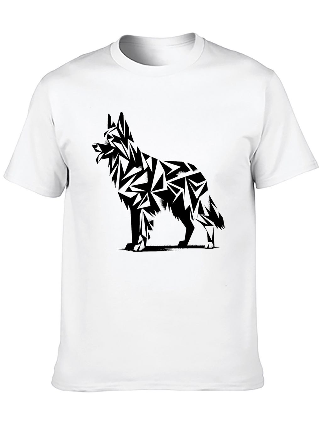 Geometric Dog Graphic Tee - Black Cotton