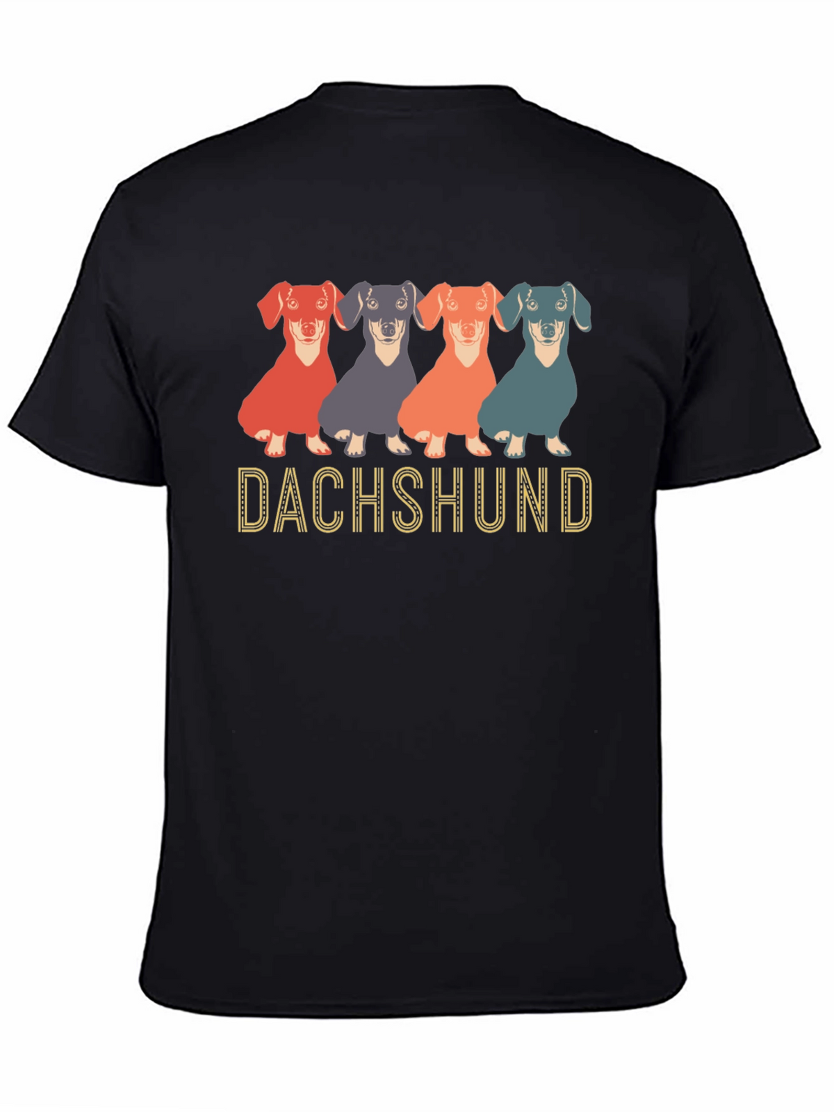 Dachshund Dog Graphic Print Crew Neck T-Shirt