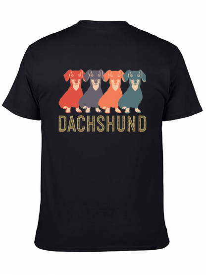 Dachshund Dog Graphic Print Crew Neck T-Shirt